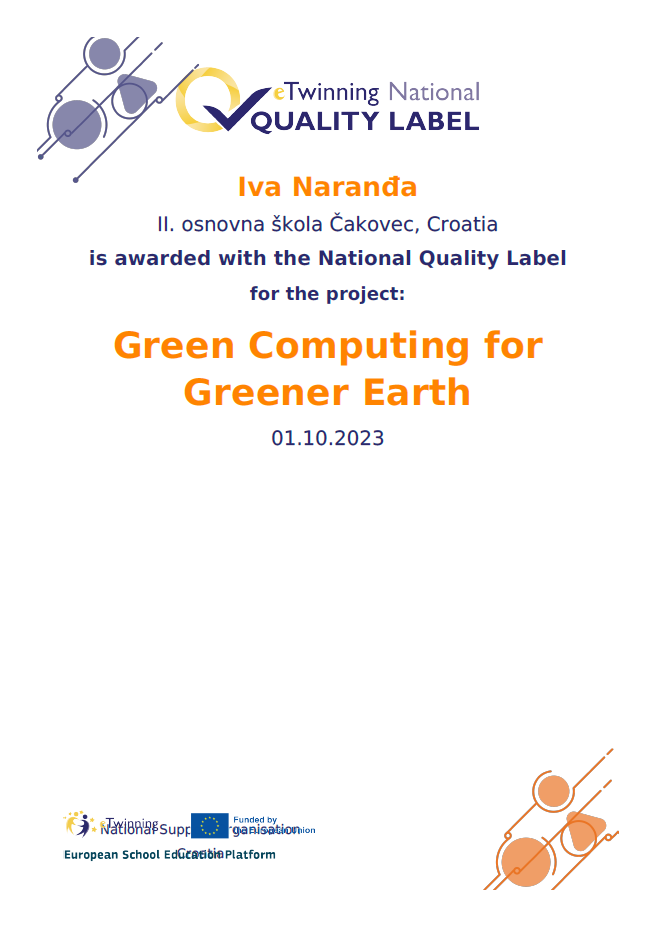 eTwinning QL Green Computing for Greener Earth - Iva Narana